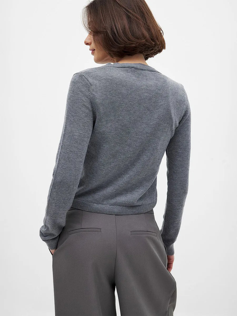Duttini | Knit Button Cardigan for Women in Soft Fabric, Relaxed Fit, Cream Color