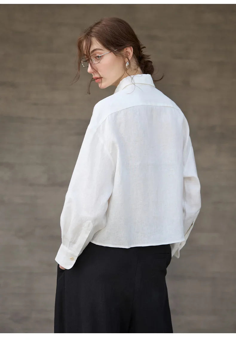 Duttini | Cropped Linen Overshirt for Women