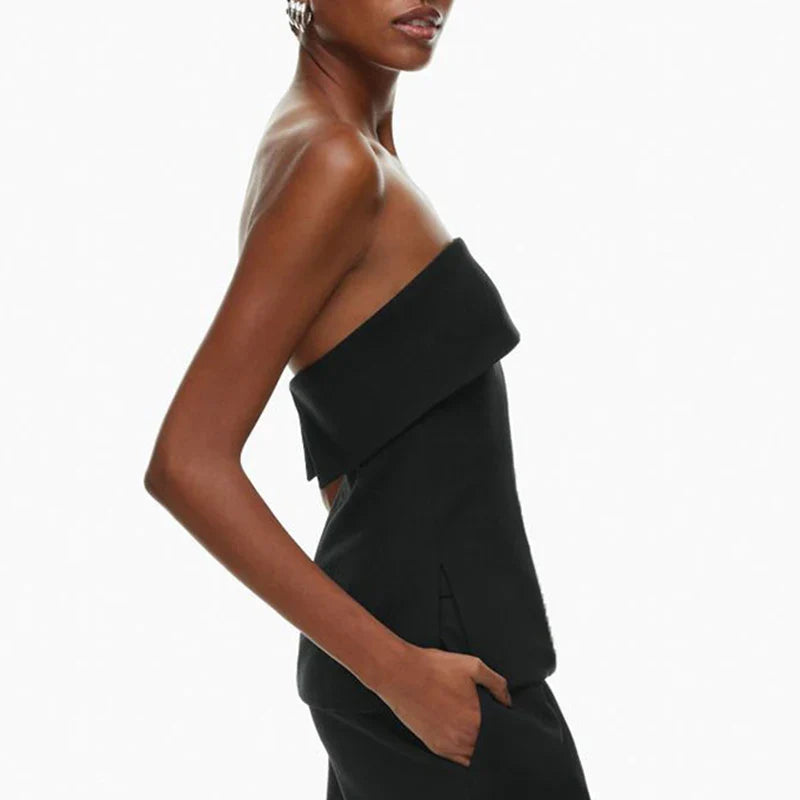 Duttini | Linen Strapless Tube Crop Top for Women