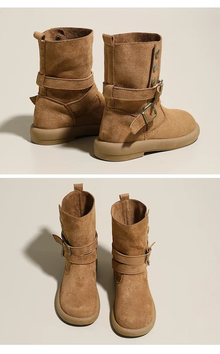 Duttini | Suede Buckle Ankle Boots