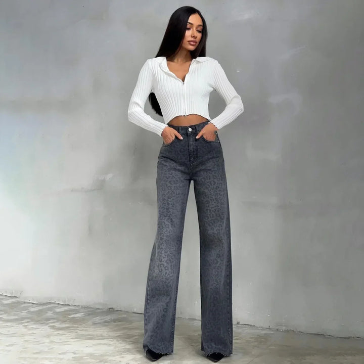 Duttini | Leopard Straight Jeans for Women