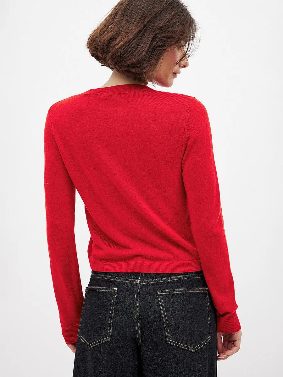 Duttini | Knit Button Cardigan for Women in Soft Fabric, Relaxed Fit, Cream Color