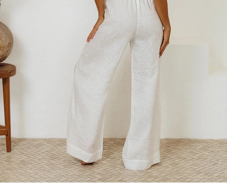 Duttini | Linen Wide Leg Pant for Women in Ruffle Style