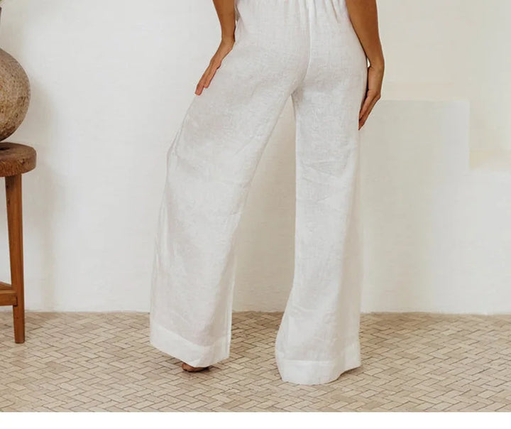 Duttini | Linen Wide Leg Pant for Women in Ruffle Style