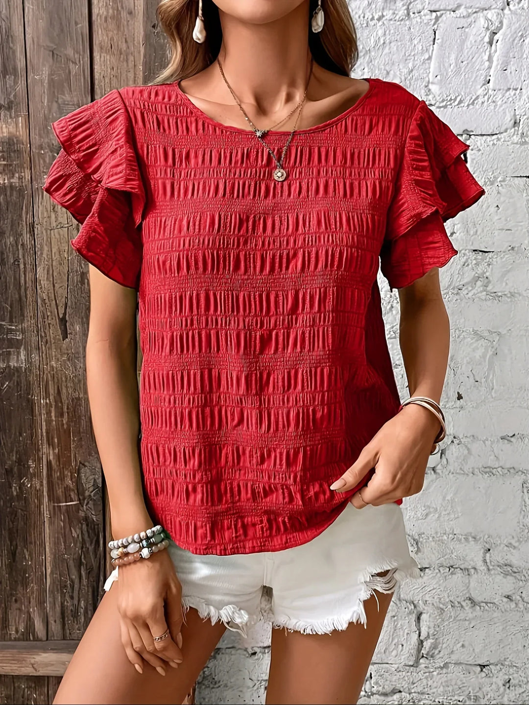 Duttini | Feminine Light & Breezy Blouse With Fun Ruffles