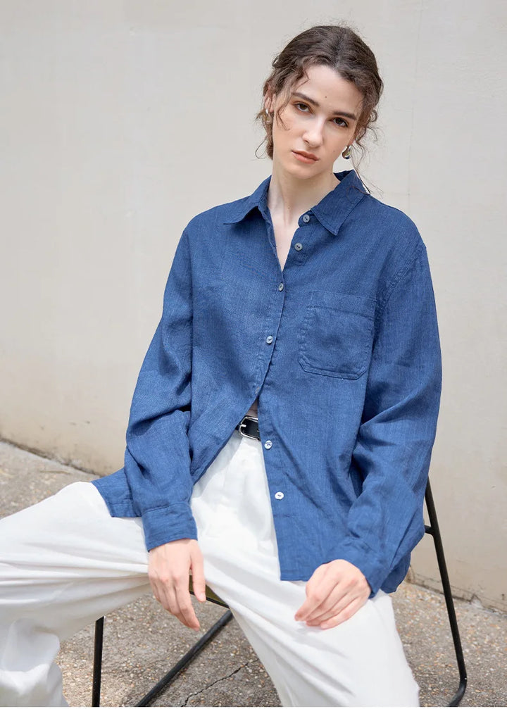 Duttini | Linen Everyday Shirt for Men in Indigo