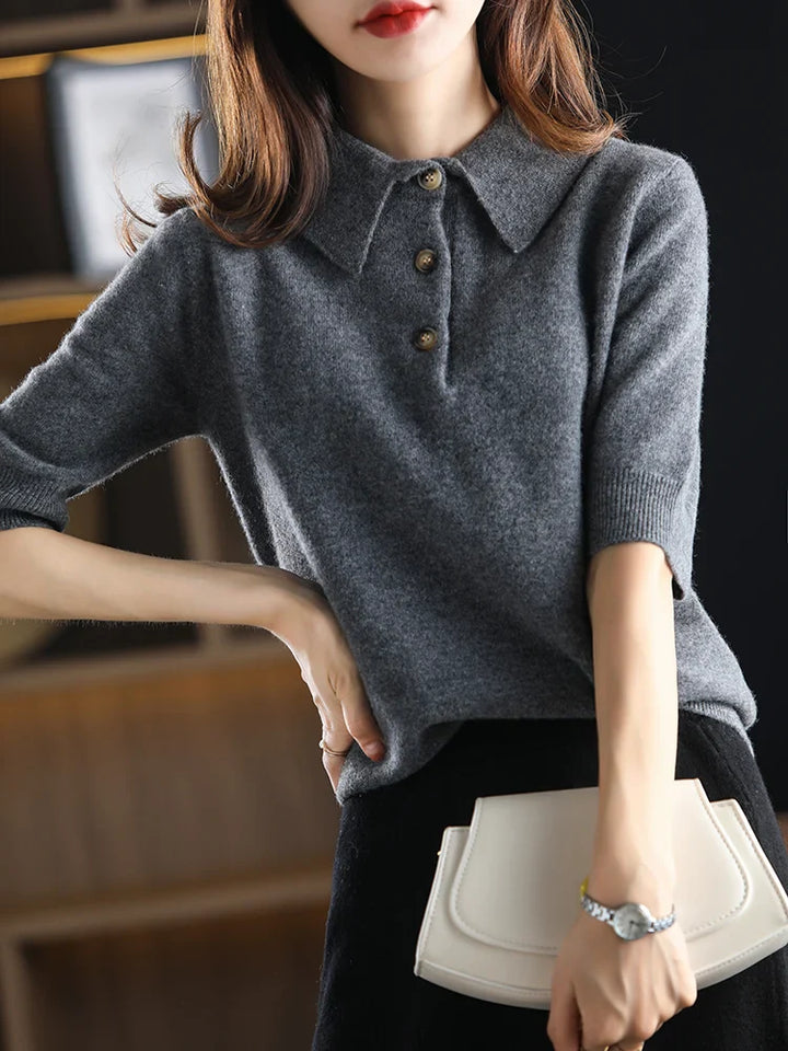 Duttini | Wool Polo Sweater for Women in Classic Fit, Navy