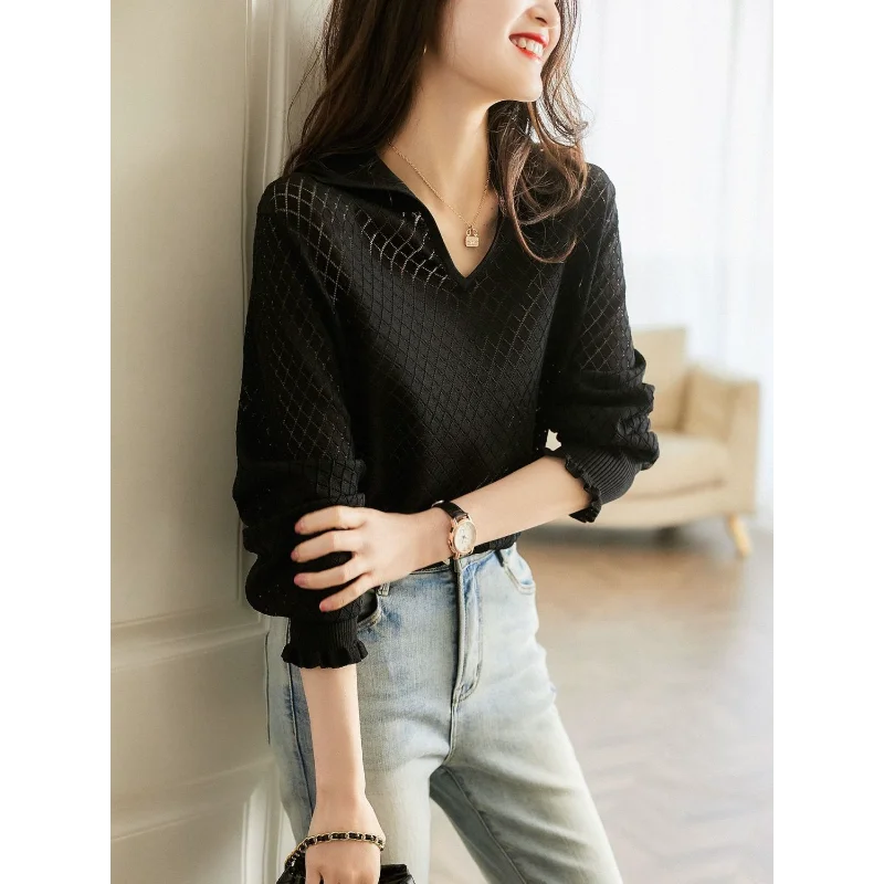 Duttini | Diamond Knit Top for Women in Light Blue