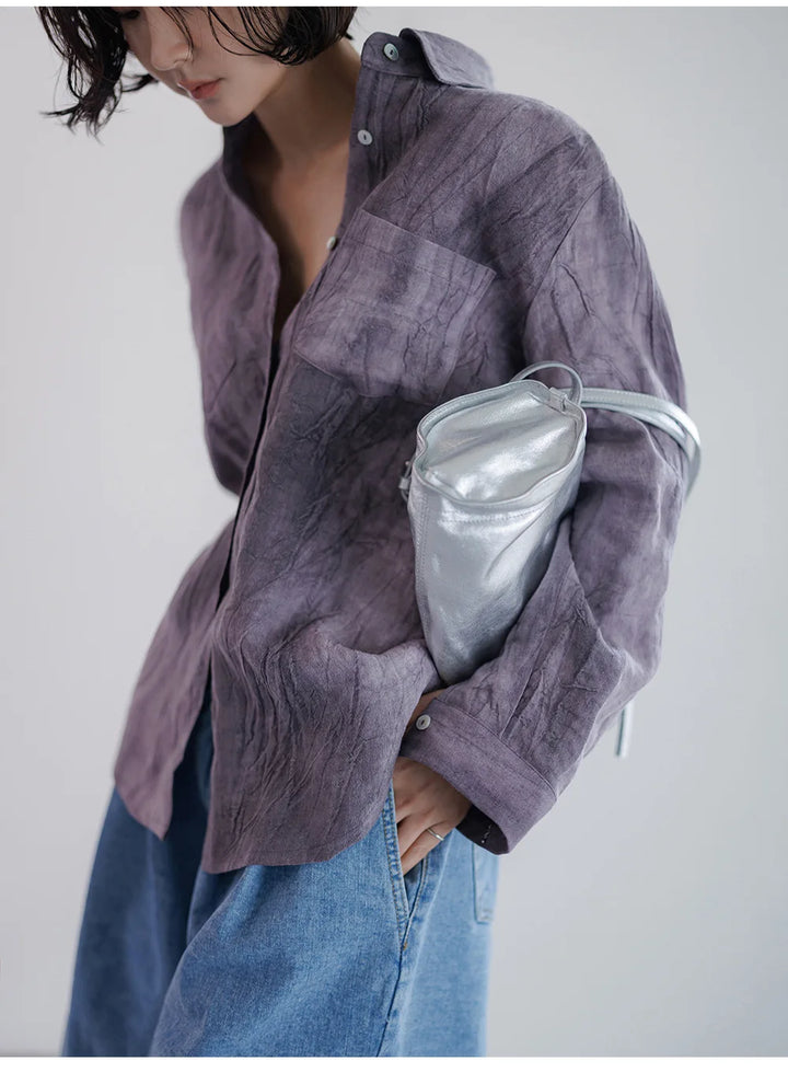 Duttini | Pleated Linen Button Shirt