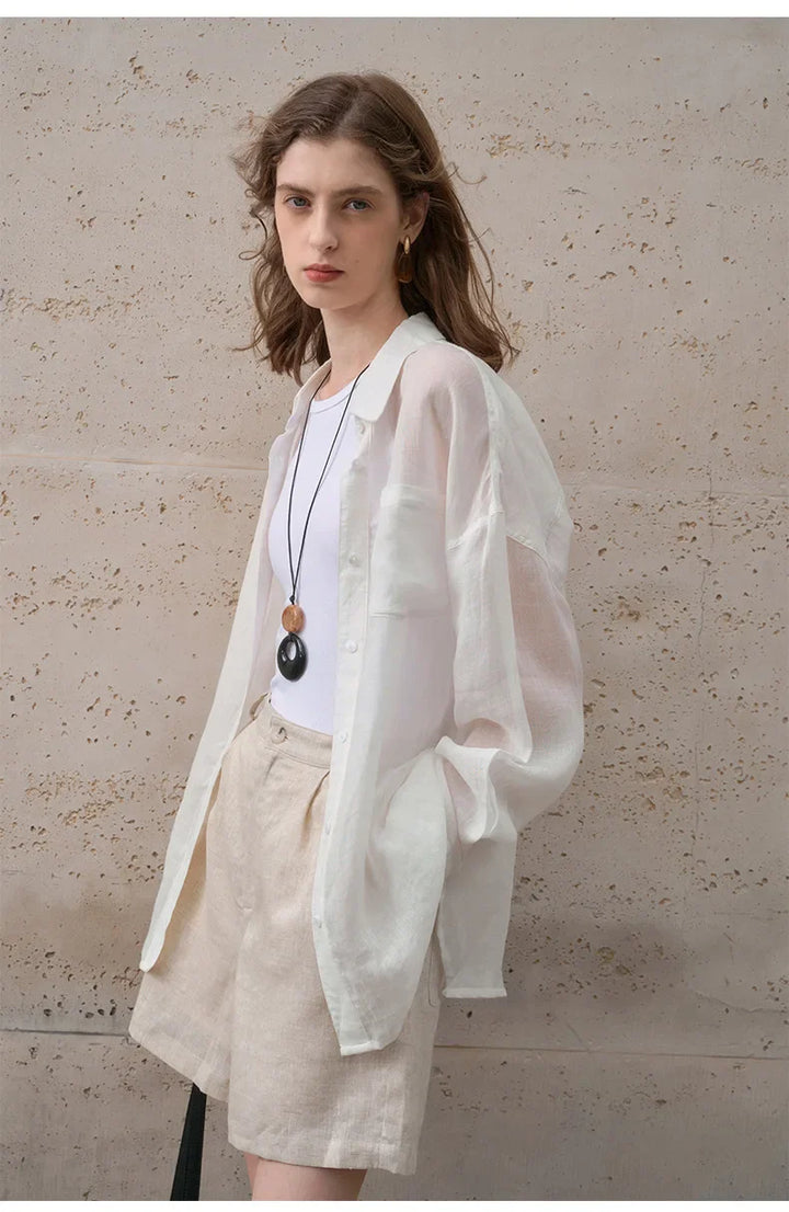 Duttini | Sheer Ramie Oversized Shirt