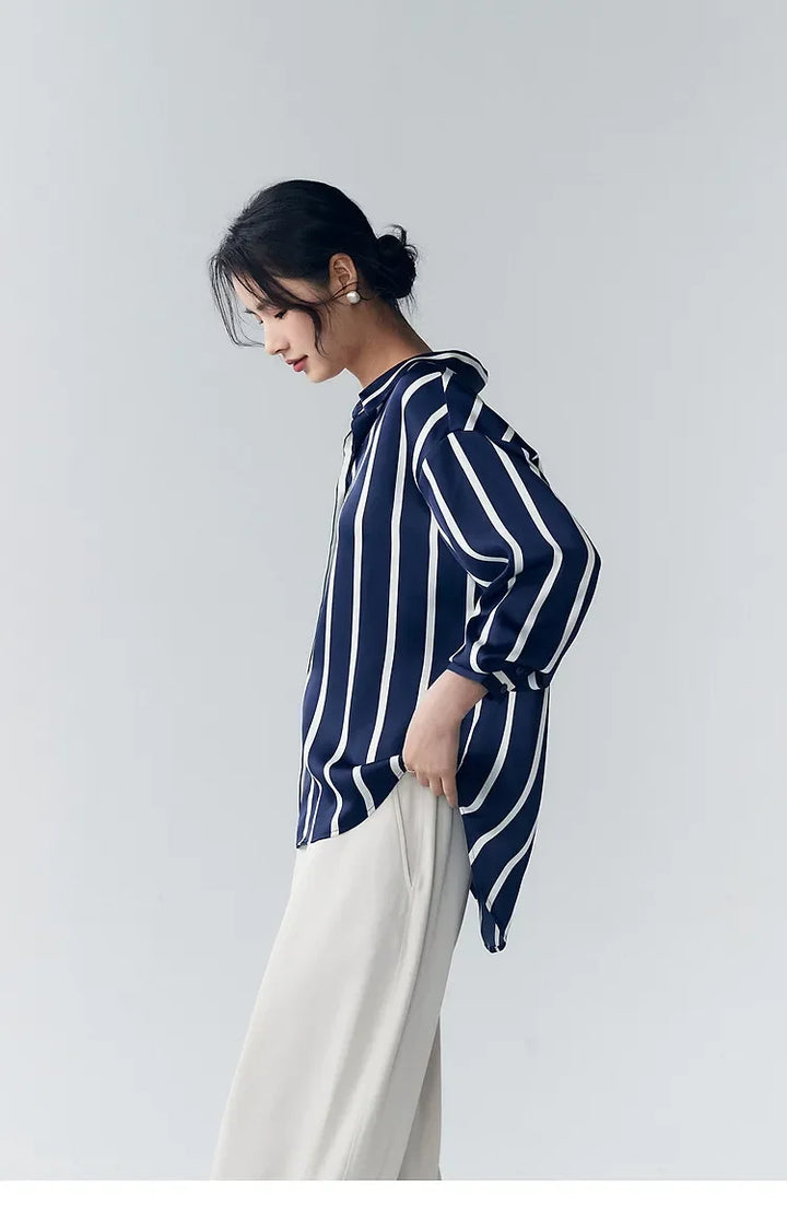 Duttini | Stripe Satin Blouse for Women