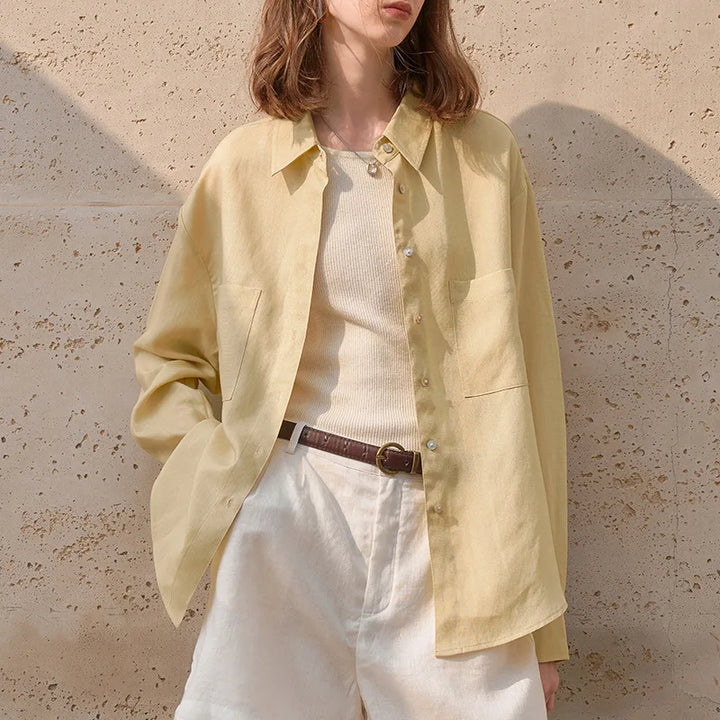 Duttini | Oversized Linen Shirt for Women in White