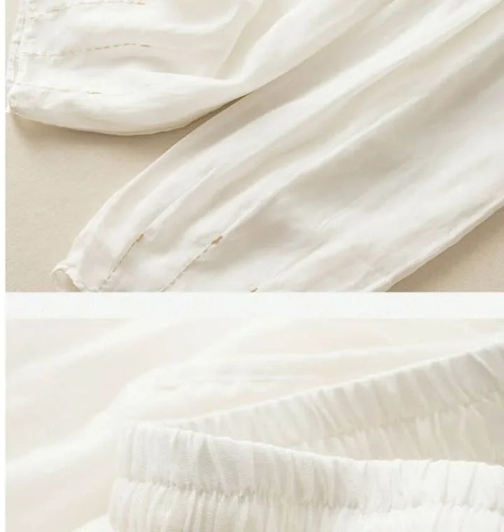 Duttini | Linen Pants for Women in White, Relaxed Fit