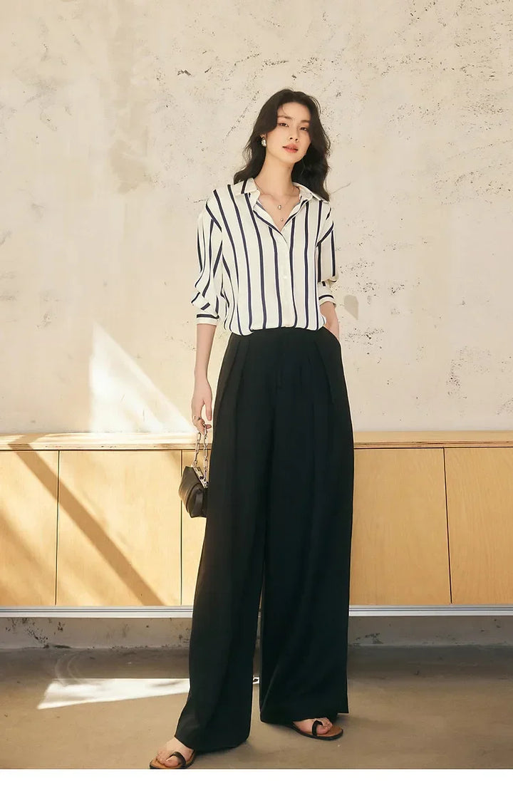 Duttini | Stripe Satin Blouse for Women