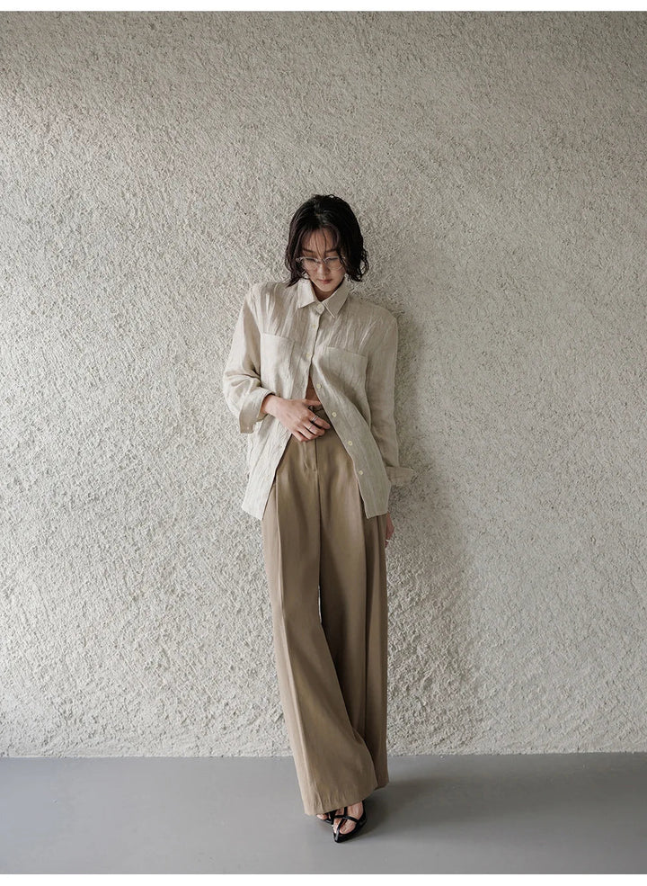 Duttini | Pleated Linen Button Shirt