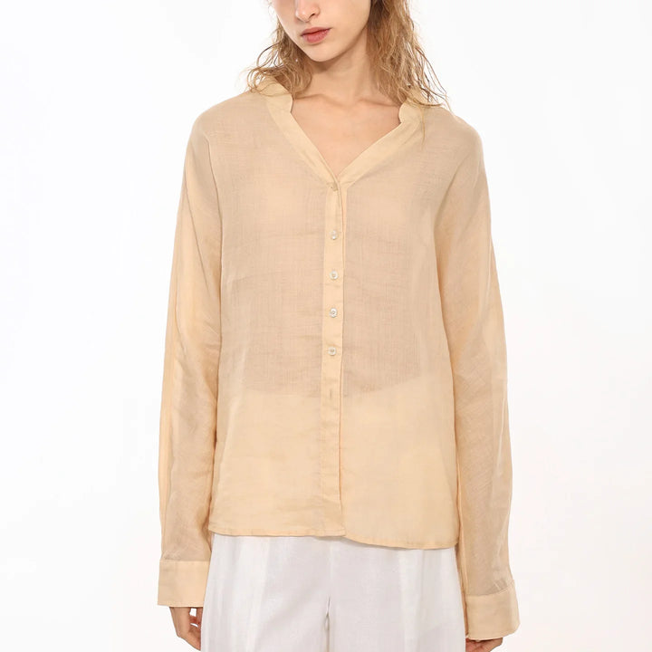 Duttini | Linen V-Neck Shirt for Women