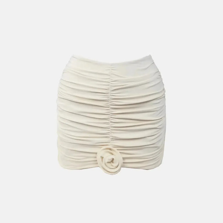 Duttini | Floral Gathered Skirt - White