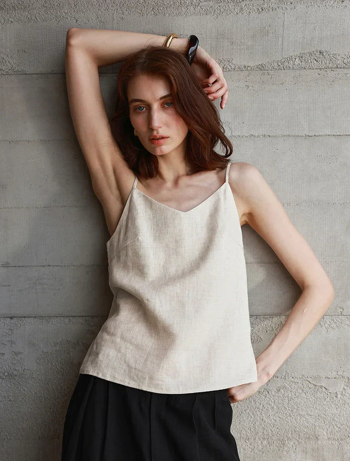 Duttini | Linen V-Neck Camisole Top for Women