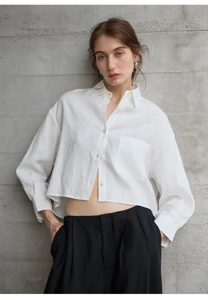Duttini | Cropped Linen Overshirt for Women