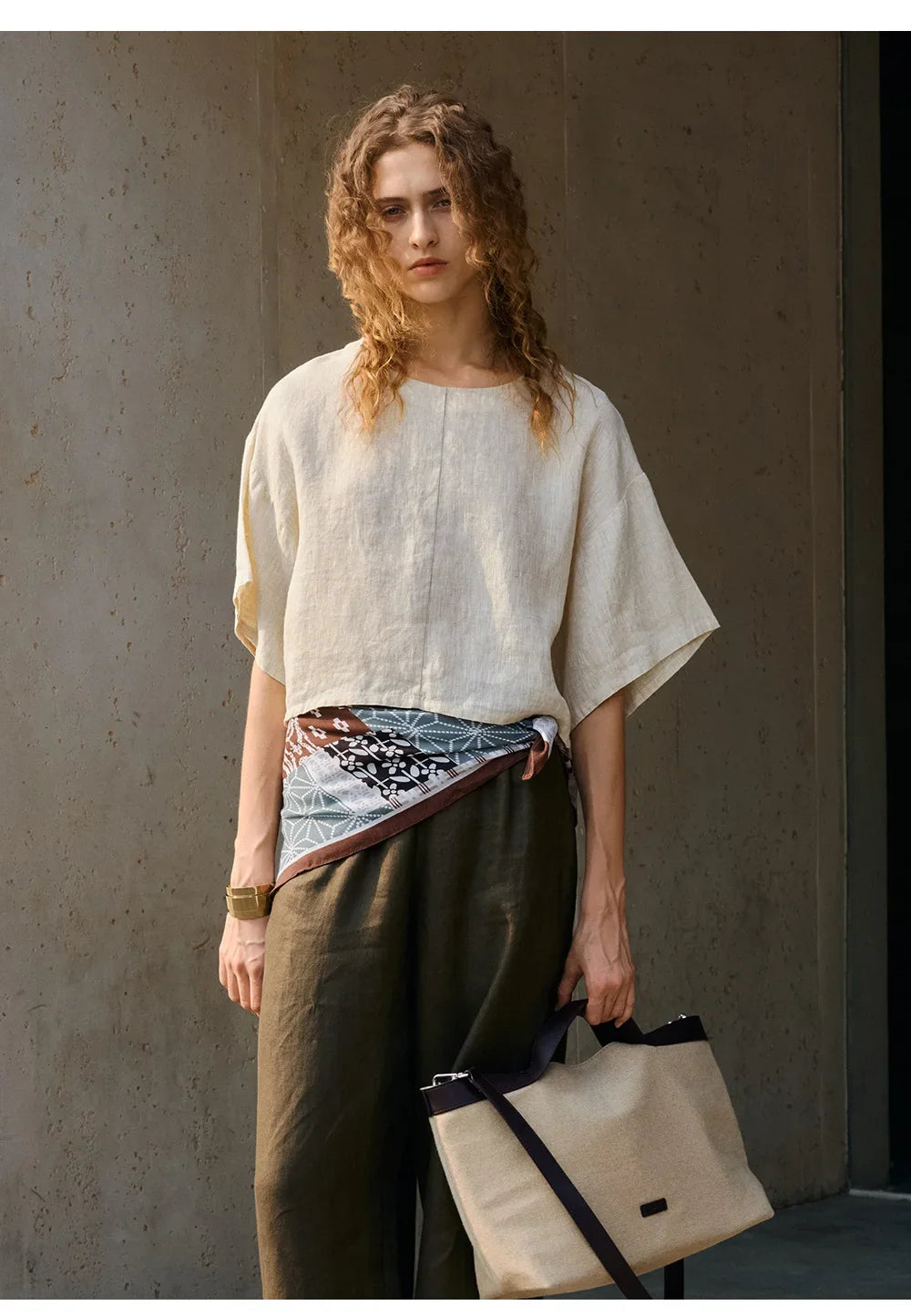 Duttini | Flared Sleeve Linen Pullover for Women