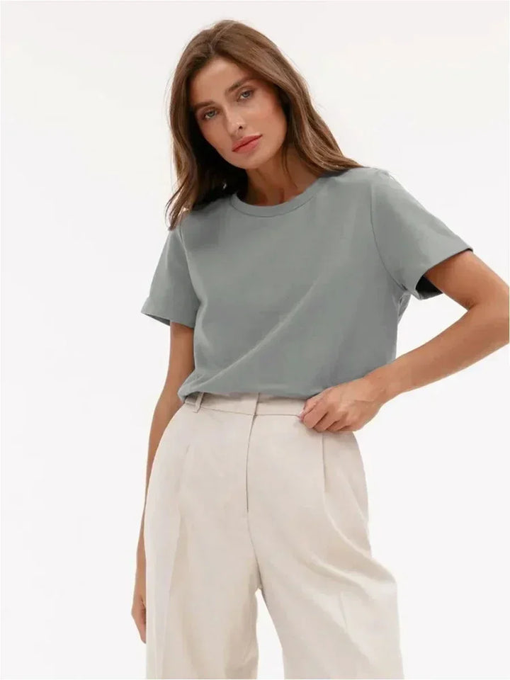 Duttini | Cotton Tee for Women in White, Casual Fit