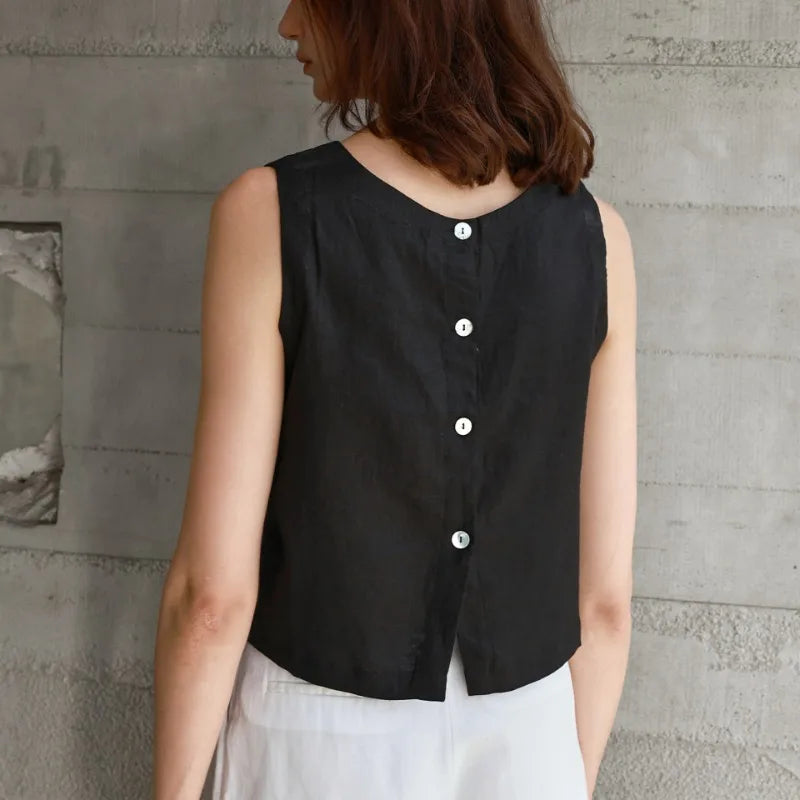 Duttini | Reversible Linen Crop Top for Women