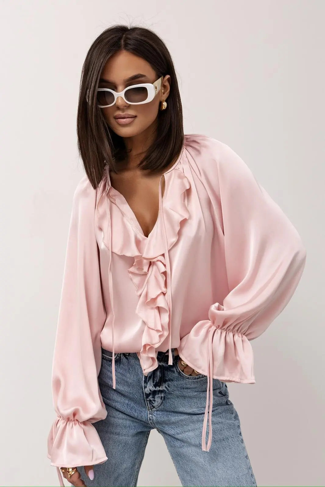 Duttini | Satin Ruffle Blouse for Women