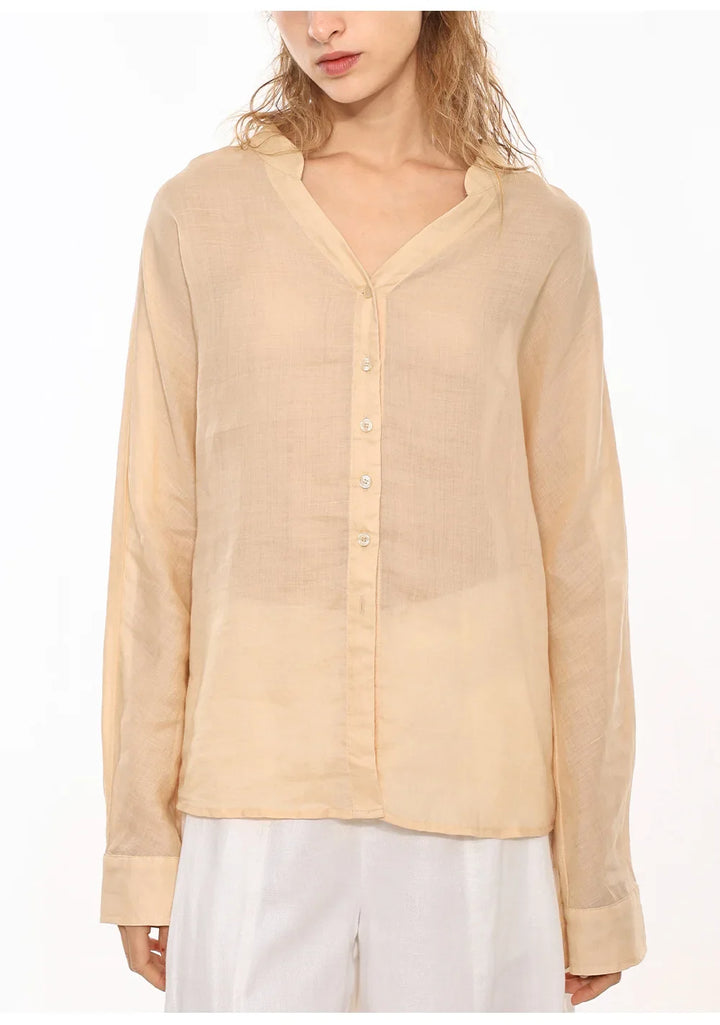 Duttini | Linen V-Neck Shirt for Women