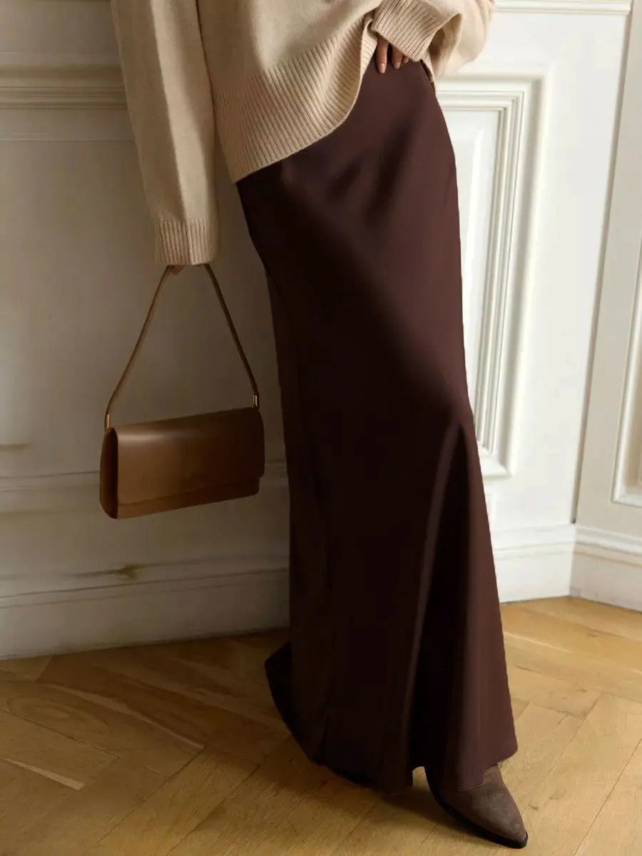 Duttini | Satin Fishtail Maxi Skirt for Women