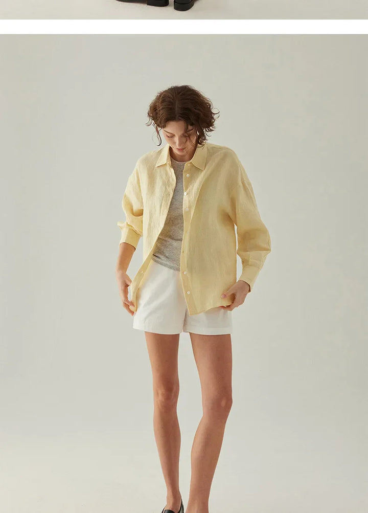 Duttini | Linen Shirt for Women with Slit Hem