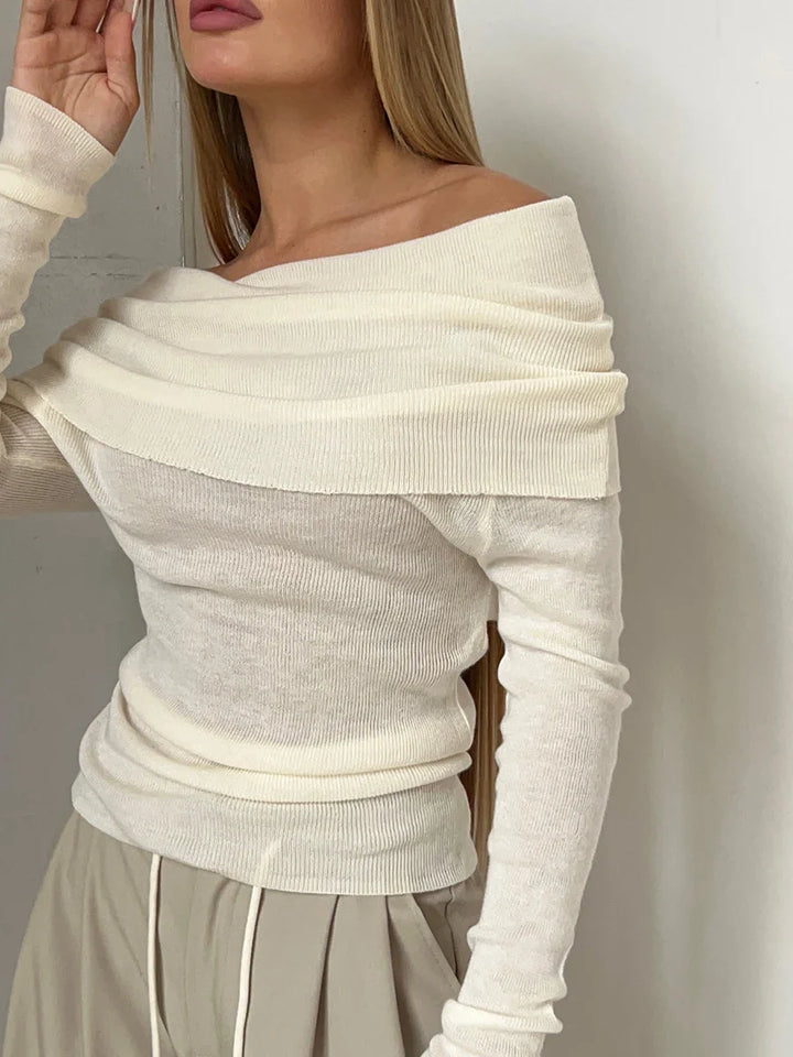 Duttini | Off-Shoulder Knit Top for Women in Black
