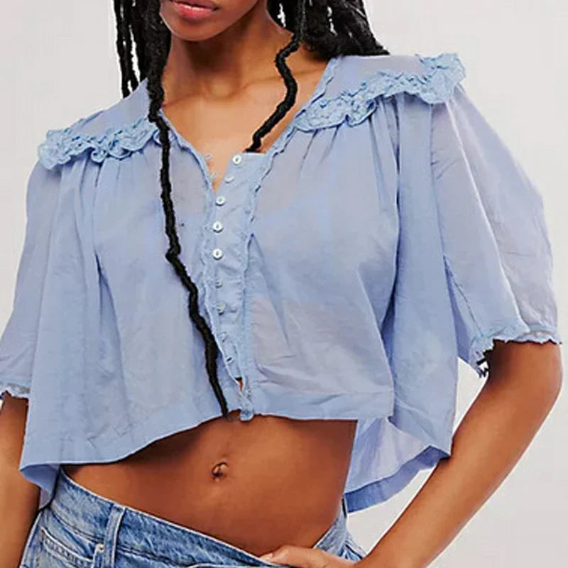 Duttini | Ruffle Blouse for Women in Lightweight Fabric