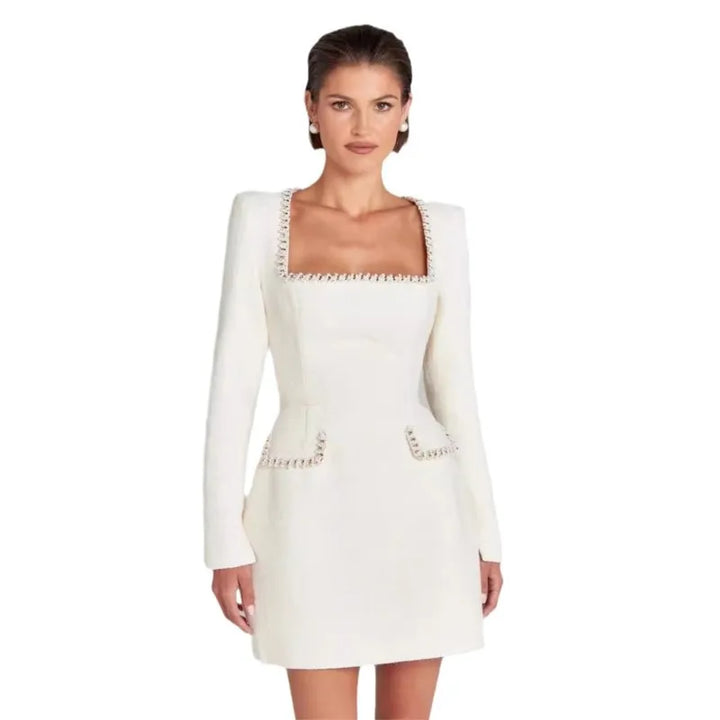 Duttini | Tweed Pearl Trim Blazer Mini Dress