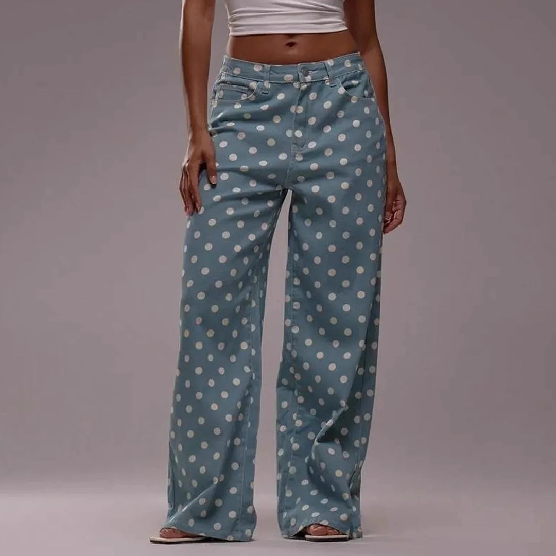 Duttini | Wide-Leg Trouser for Women in Polka Dot Print