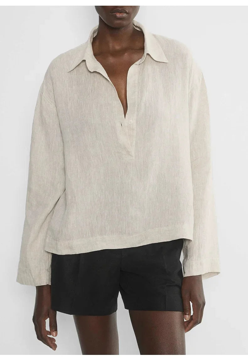 Duttini | Linen Pullover for Men with Polo Collar