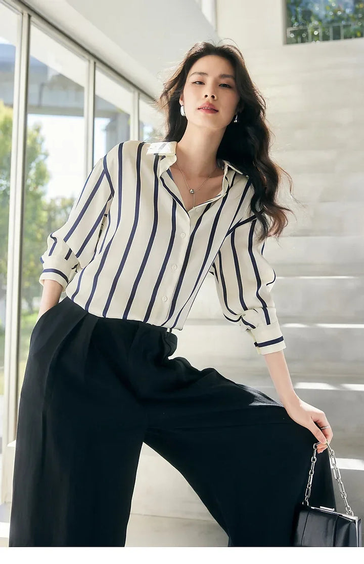 Duttini | Stripe Satin Blouse for Women