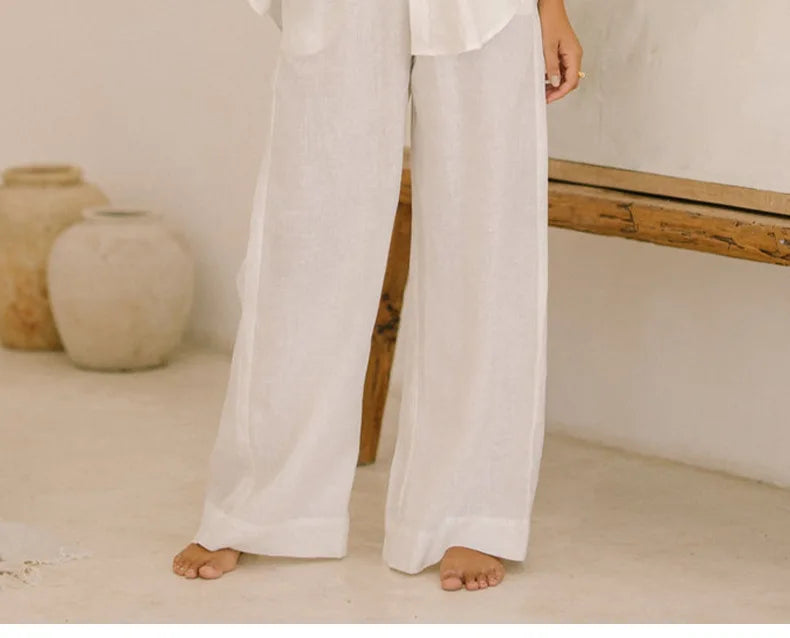 Duttini | Linen Wide Leg Pant for Women in Ruffle Style