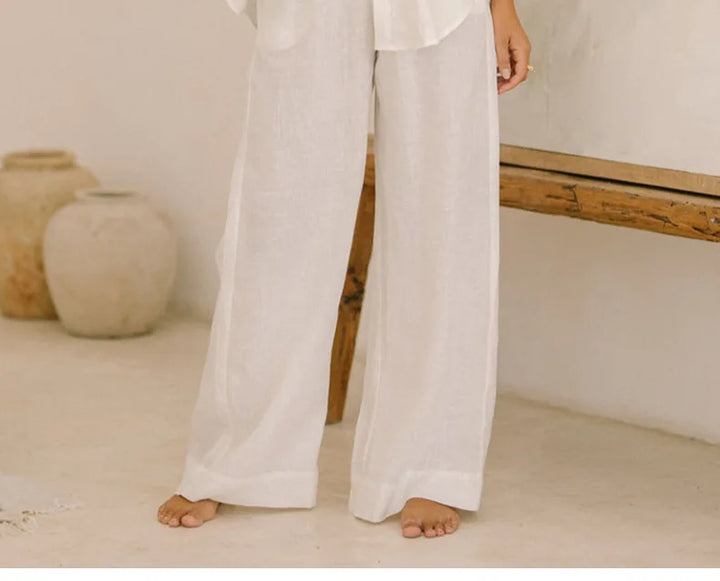 Duttini | Linen Wide Leg Pant for Women in Ruffle Style