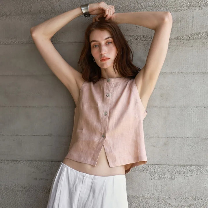 Duttini | Reversible Linen Crop Top for Women