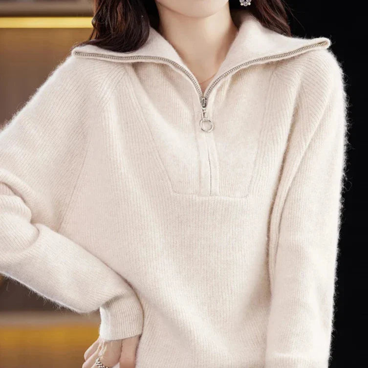 Duttini | Half-Zip Mink Wool Sweater