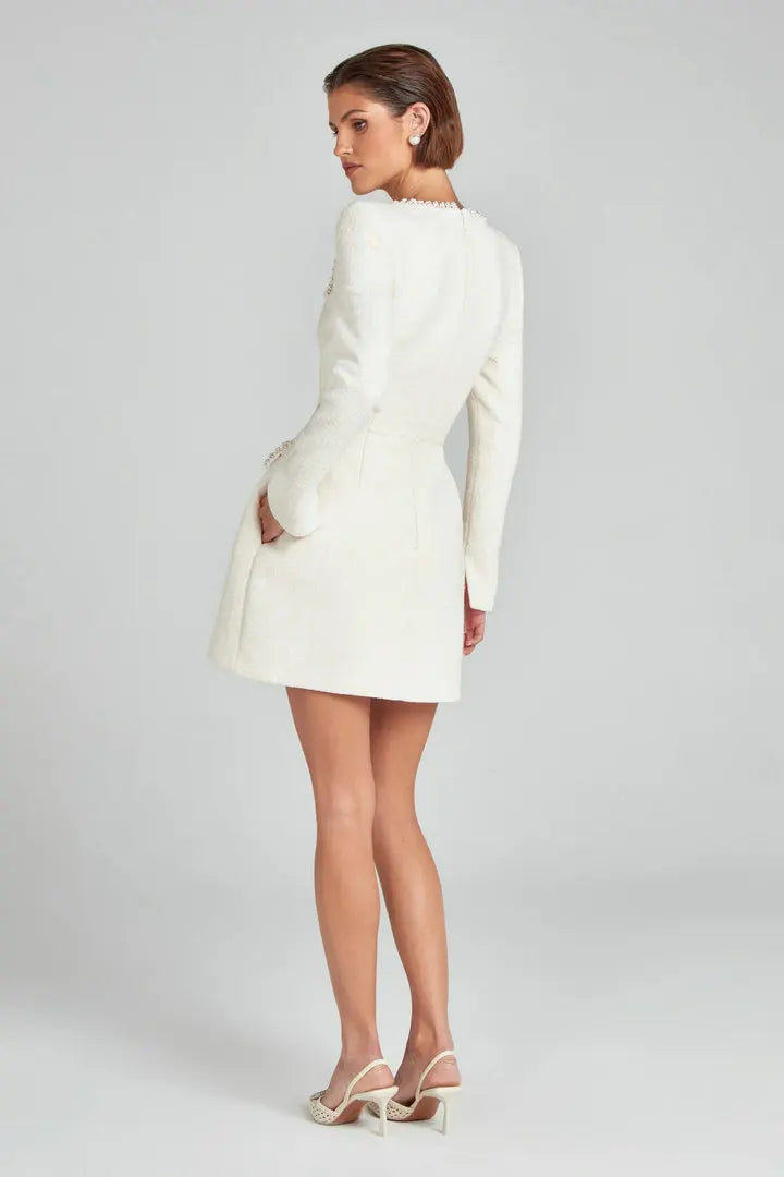 Duttini | Tweed Pearl Trim Blazer Mini Dress