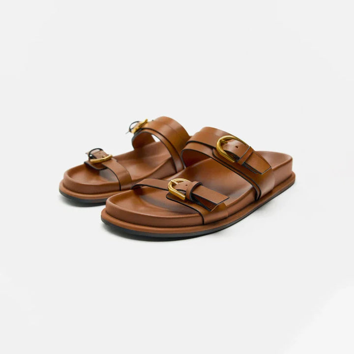 Duttini | Leather Slides with Buckle