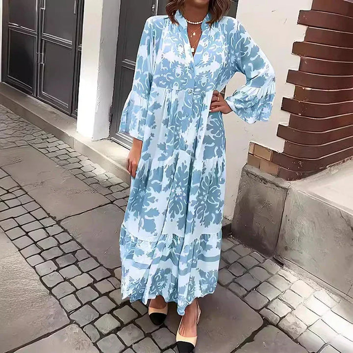 Duttini | Boho Flowy Printed Draped Maxi Dress Casual