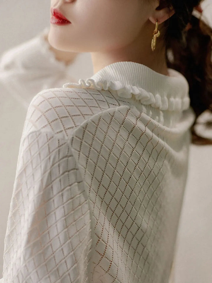 Duttini | Diamond Knit Top for Women in Light Blue