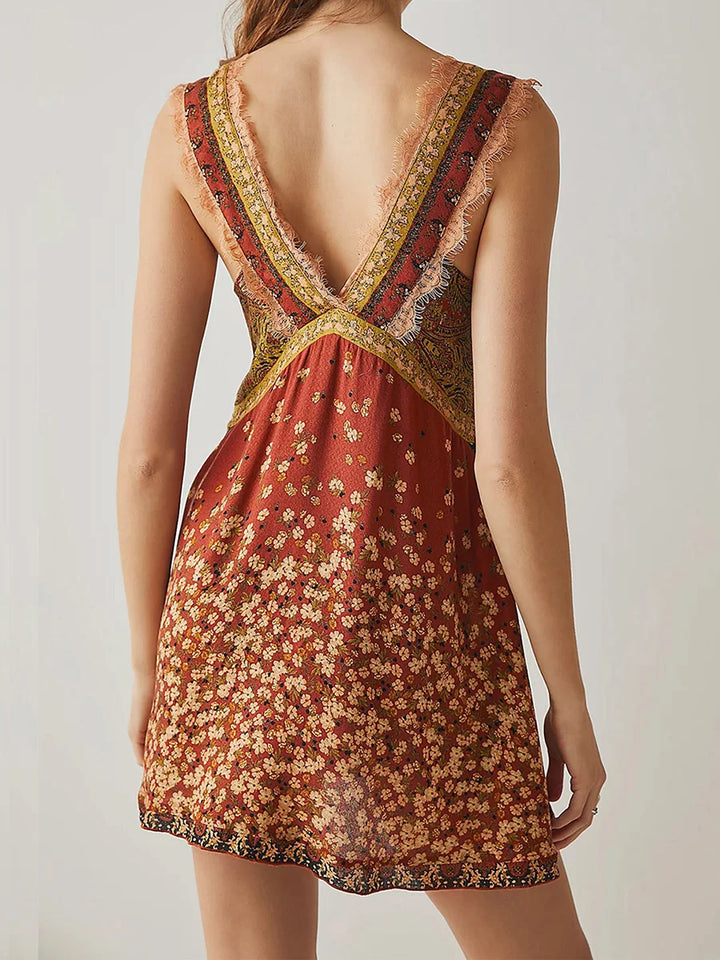 Duttini | Lace-Trim Floral Mini Dress