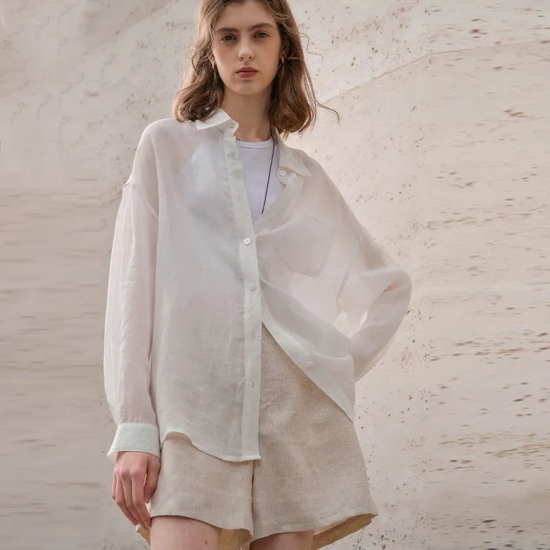 Duttini | Sheer Ramie Oversized Shirt