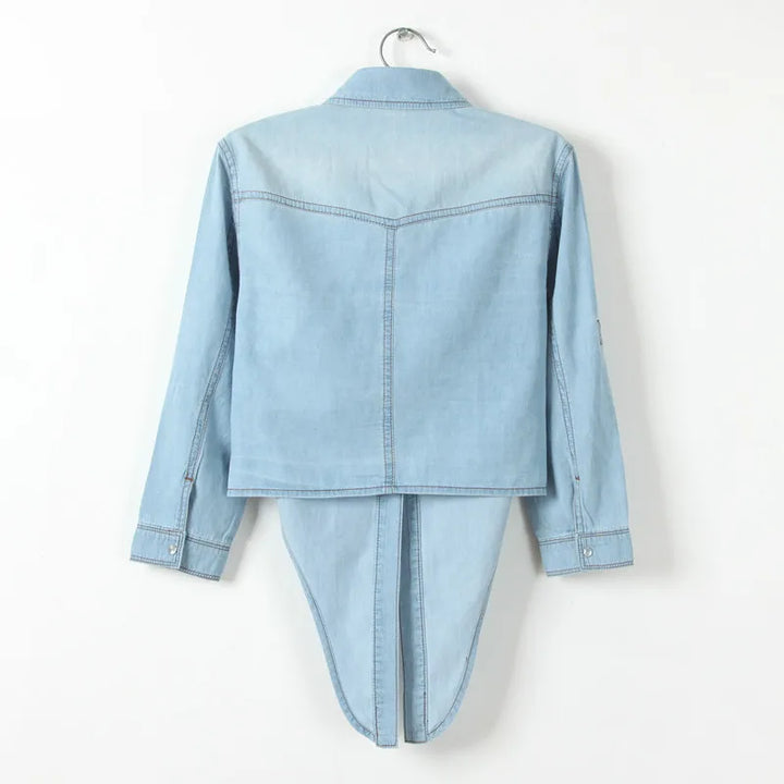 Duttini | Denim Crop Top for Women in Light Blue