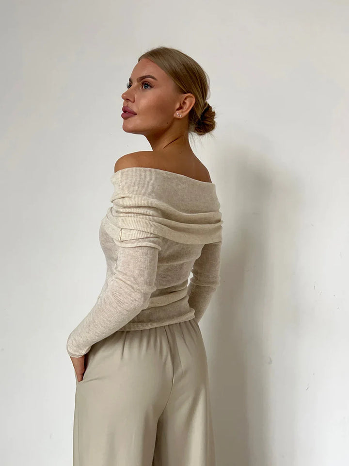 Duttini | Off-Shoulder Knit Top for Women in Black