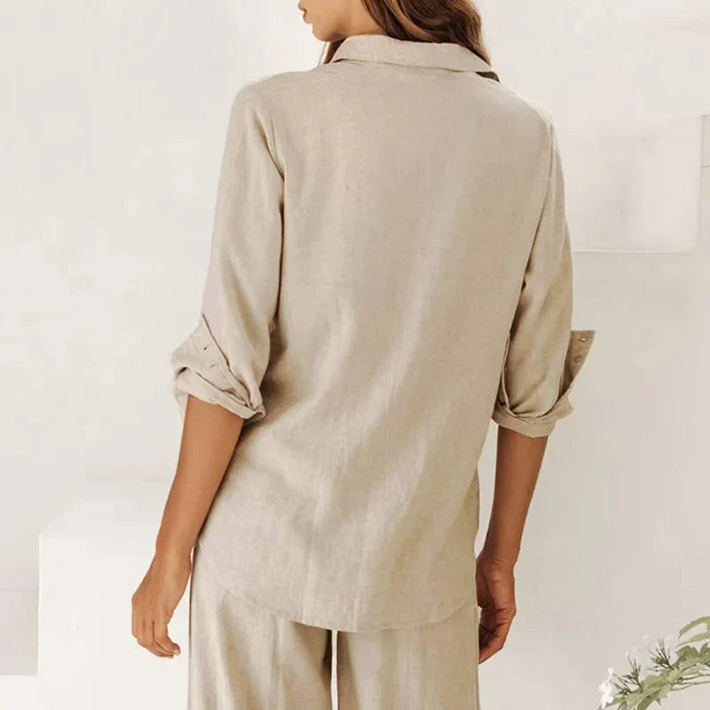 Duttini | Oversized Linen Shirt for Women in White