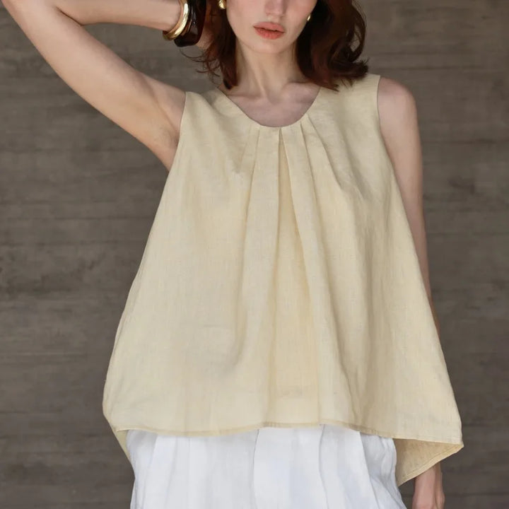 Duttini | Gathered Pleat Linen Tank Top